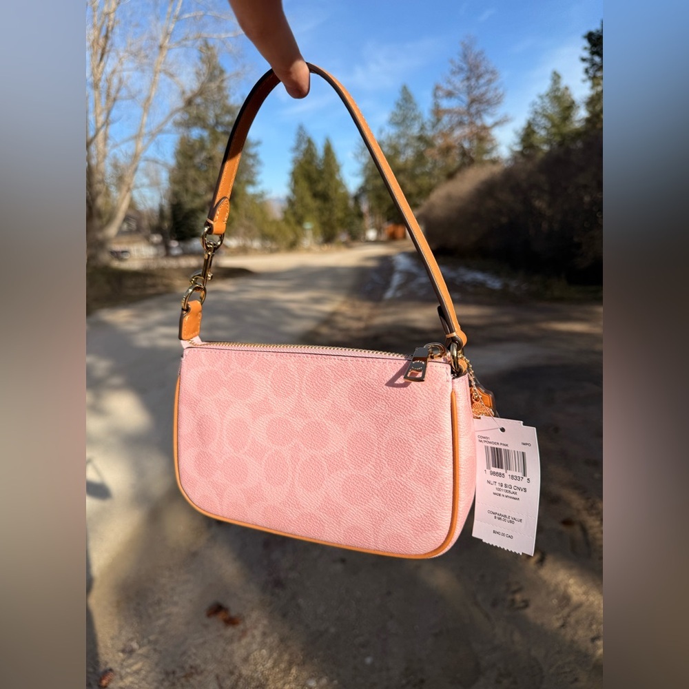 Coach Nolita 19 In Signature Canvas Gold/Powder Pink CDW31 NWT - Picture 4 of 4